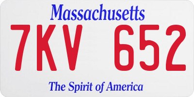 MA license plate 7KV652