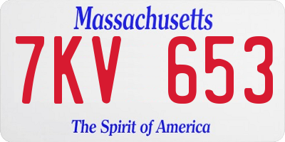 MA license plate 7KV653
