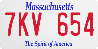 MA license plate 7KV654