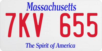 MA license plate 7KV655