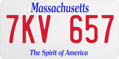 MA license plate 7KV657