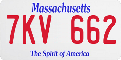 MA license plate 7KV662