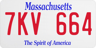 MA license plate 7KV664