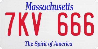 MA license plate 7KV666