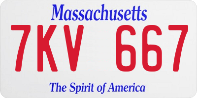 MA license plate 7KV667