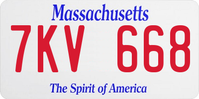 MA license plate 7KV668