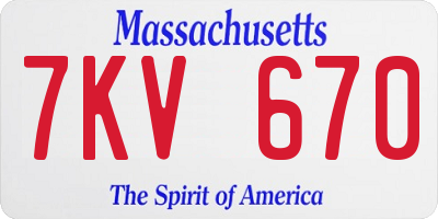 MA license plate 7KV670