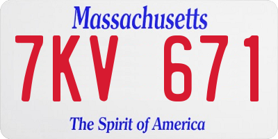 MA license plate 7KV671