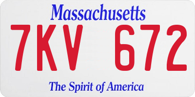 MA license plate 7KV672