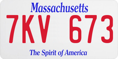 MA license plate 7KV673