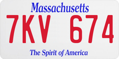 MA license plate 7KV674