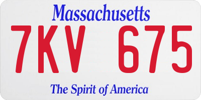 MA license plate 7KV675