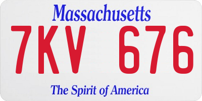 MA license plate 7KV676