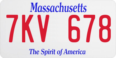 MA license plate 7KV678