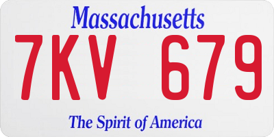 MA license plate 7KV679