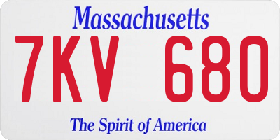 MA license plate 7KV680