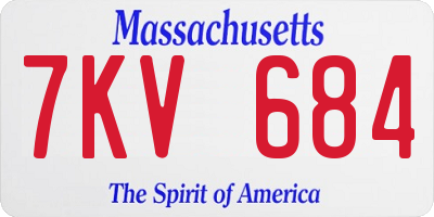 MA license plate 7KV684