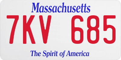MA license plate 7KV685
