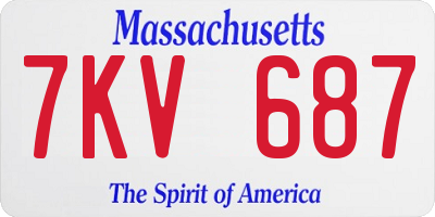 MA license plate 7KV687