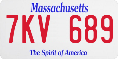 MA license plate 7KV689