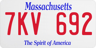 MA license plate 7KV692
