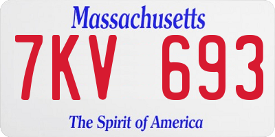 MA license plate 7KV693