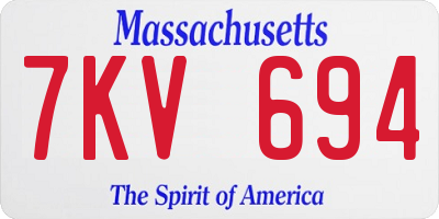 MA license plate 7KV694