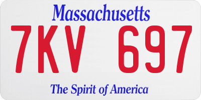 MA license plate 7KV697