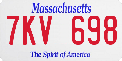 MA license plate 7KV698