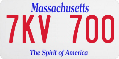 MA license plate 7KV700
