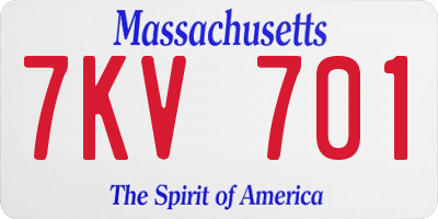 MA license plate 7KV701