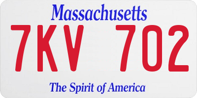 MA license plate 7KV702