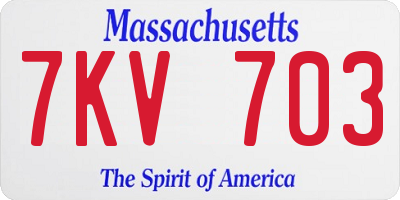 MA license plate 7KV703