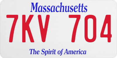 MA license plate 7KV704