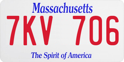 MA license plate 7KV706