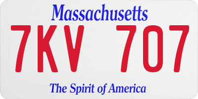 MA license plate 7KV707