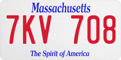 MA license plate 7KV708