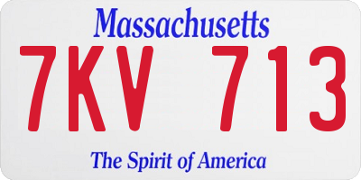 MA license plate 7KV713