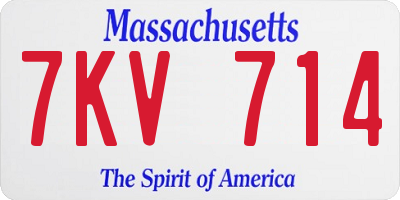 MA license plate 7KV714