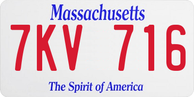 MA license plate 7KV716