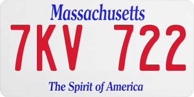 MA license plate 7KV722