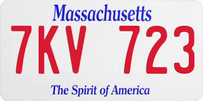 MA license plate 7KV723