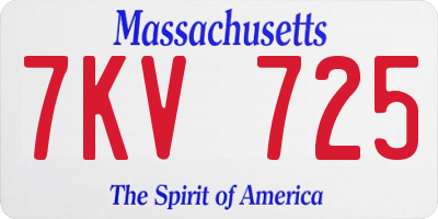 MA license plate 7KV725