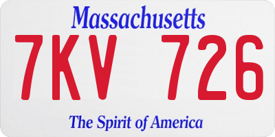 MA license plate 7KV726