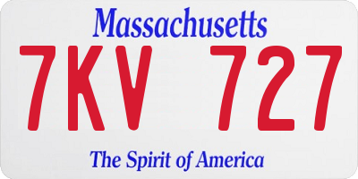 MA license plate 7KV727