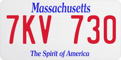 MA license plate 7KV730