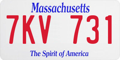 MA license plate 7KV731