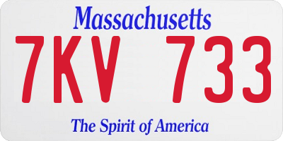 MA license plate 7KV733