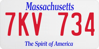 MA license plate 7KV734