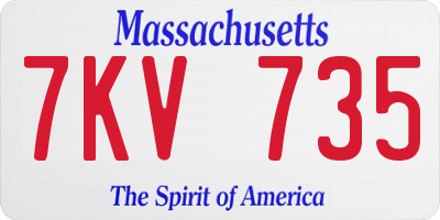 MA license plate 7KV735